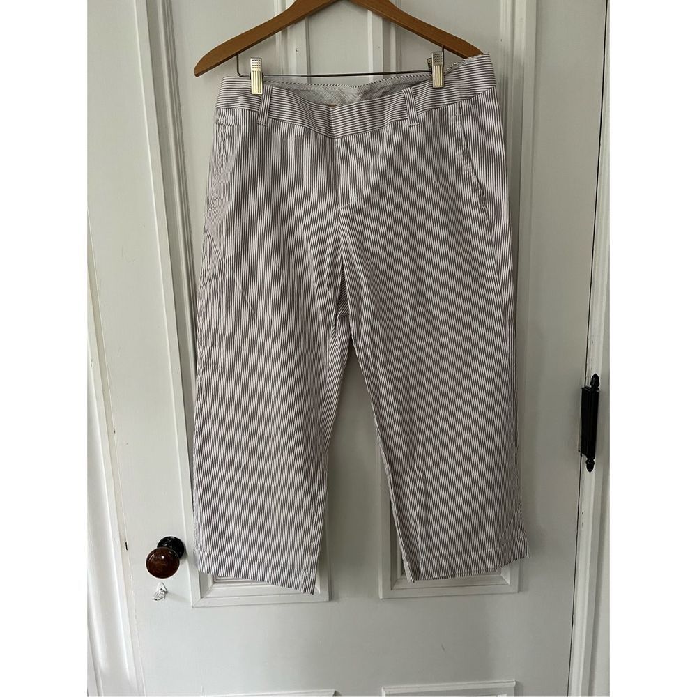 Gap cream and beige striped cropped pants 10